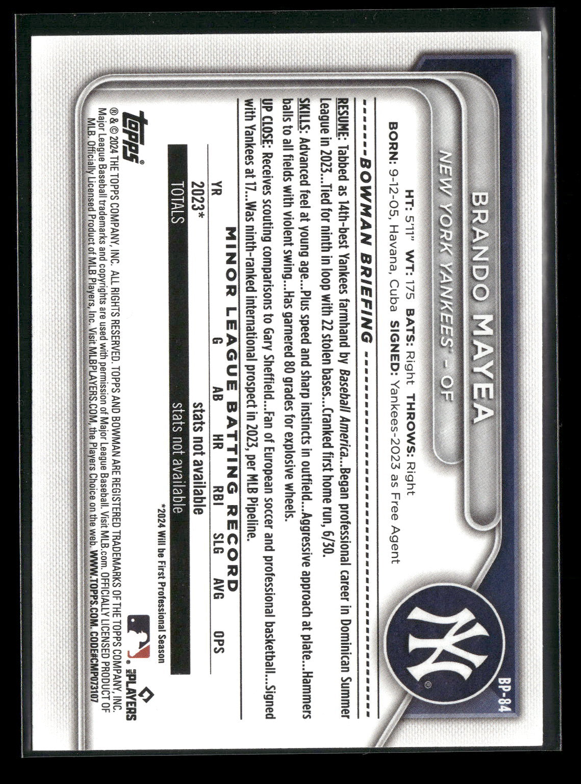 2024 Bowman Brando Mayea #BP-84