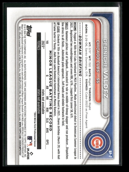 2024 Bowman Derniche Valdez #BP-7