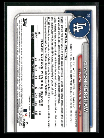 2024 Bowman Clayton Kershaw #56