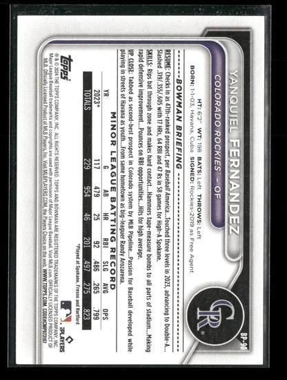 2024 Bowman Yanquiel Fernandez #BP-90