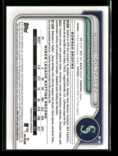 2024 Bowman Gabriel Gonzalez #BP-35