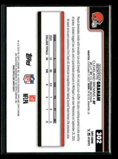 2025 Topps Chrome Football Mason Graham #302 RC