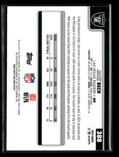 2025 Topps Chrome Football Jack Bech #388 RC