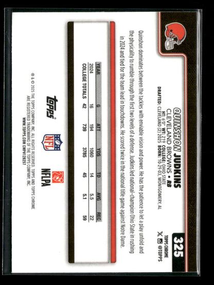 2025 Topps Chrome Football Quinshon Judkins #325 RC