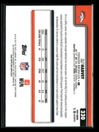 2025 Topps Chrome Football RJ Harvey #330 RC