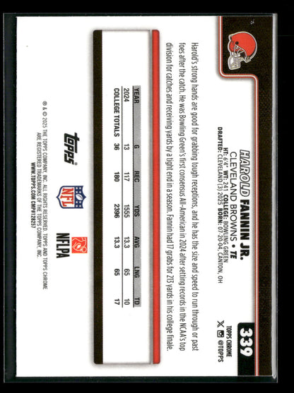 2025 Topps Chrome Football Harold Fannin Jr. #339 RC