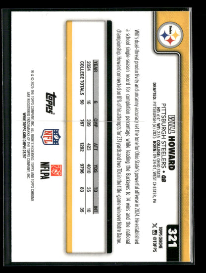 2025 Topps Chrome Football Will Howard #321 RC