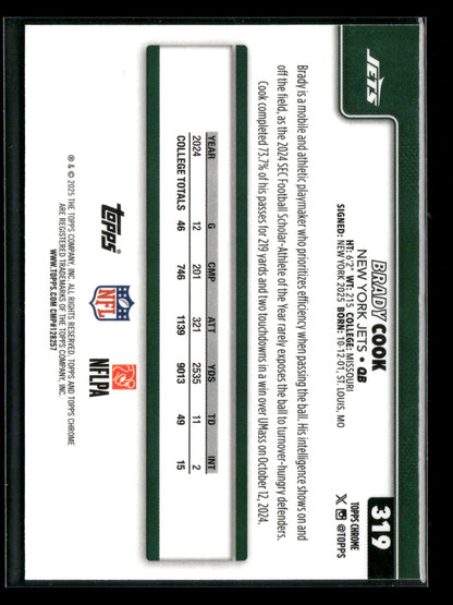 2025 Topps Chrome Football Brady Cook #319 RC