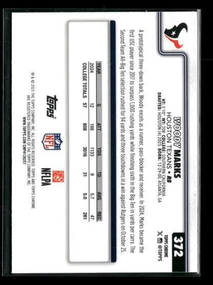 2025 Topps Chrome Football Woody Marks #372 RC