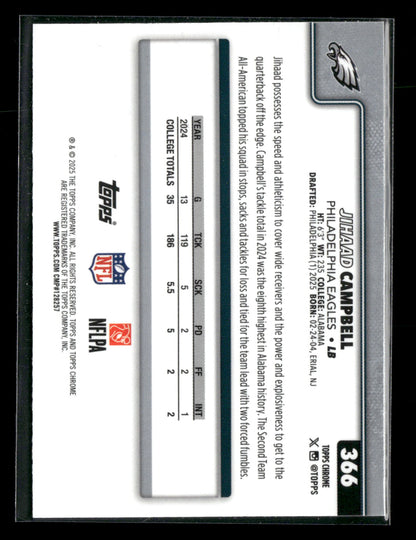 2025 Topps Chrome Football Jihaad Campbell #366 RC