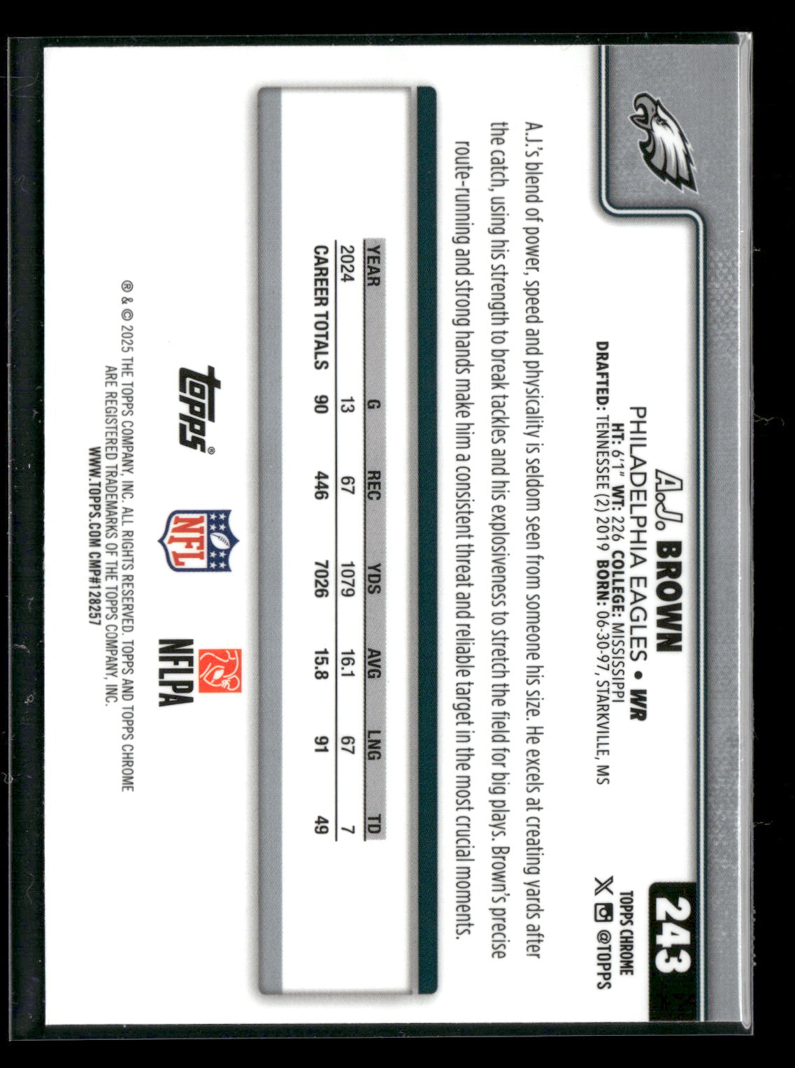 2025 Topps Chrome Football A.J. Brown #243