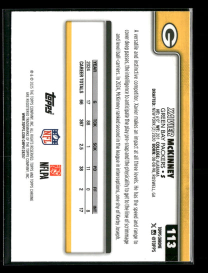 2025 Topps Chrome Football Xavier McKinney #113
