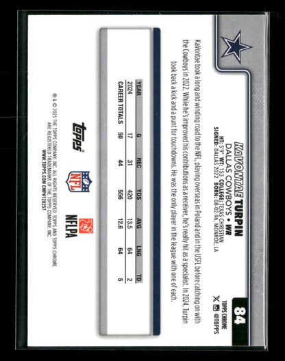 2025 Topps Chrome Football KaVontae Turpin #84