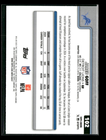 2025 Topps Chrome Football Jared Goff #102