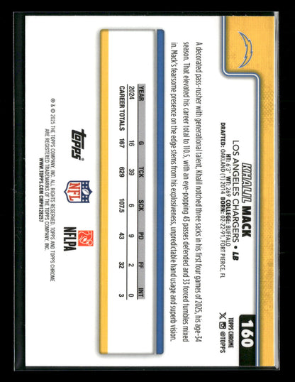 2025 Topps Chrome Football Khalil Mack #160