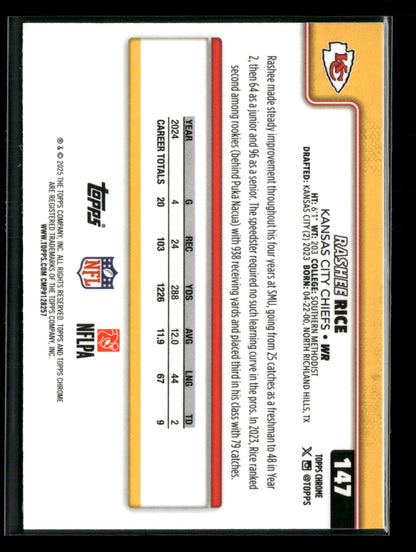 2025 Topps Chrome Football Rashee Rice #147