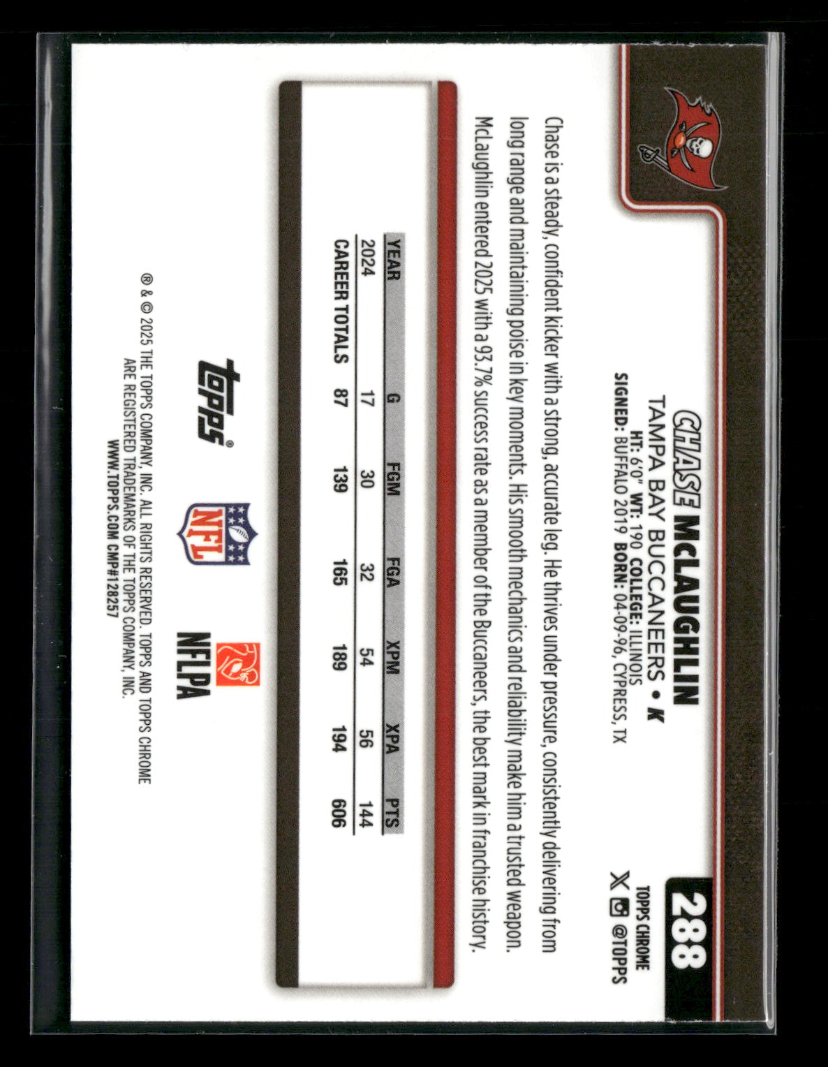 2025 Topps Chrome Football Chase McLaughlin #288
