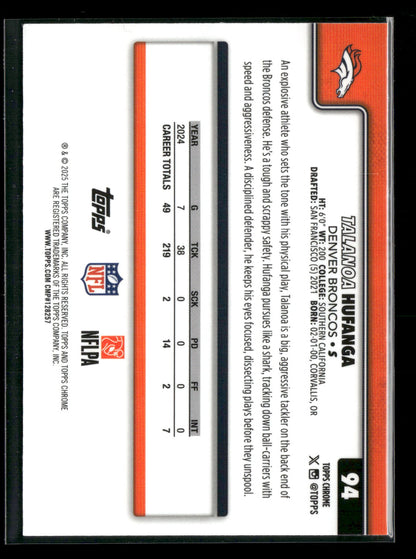 2025 Topps Chrome Football Talanoa Hufanga #94