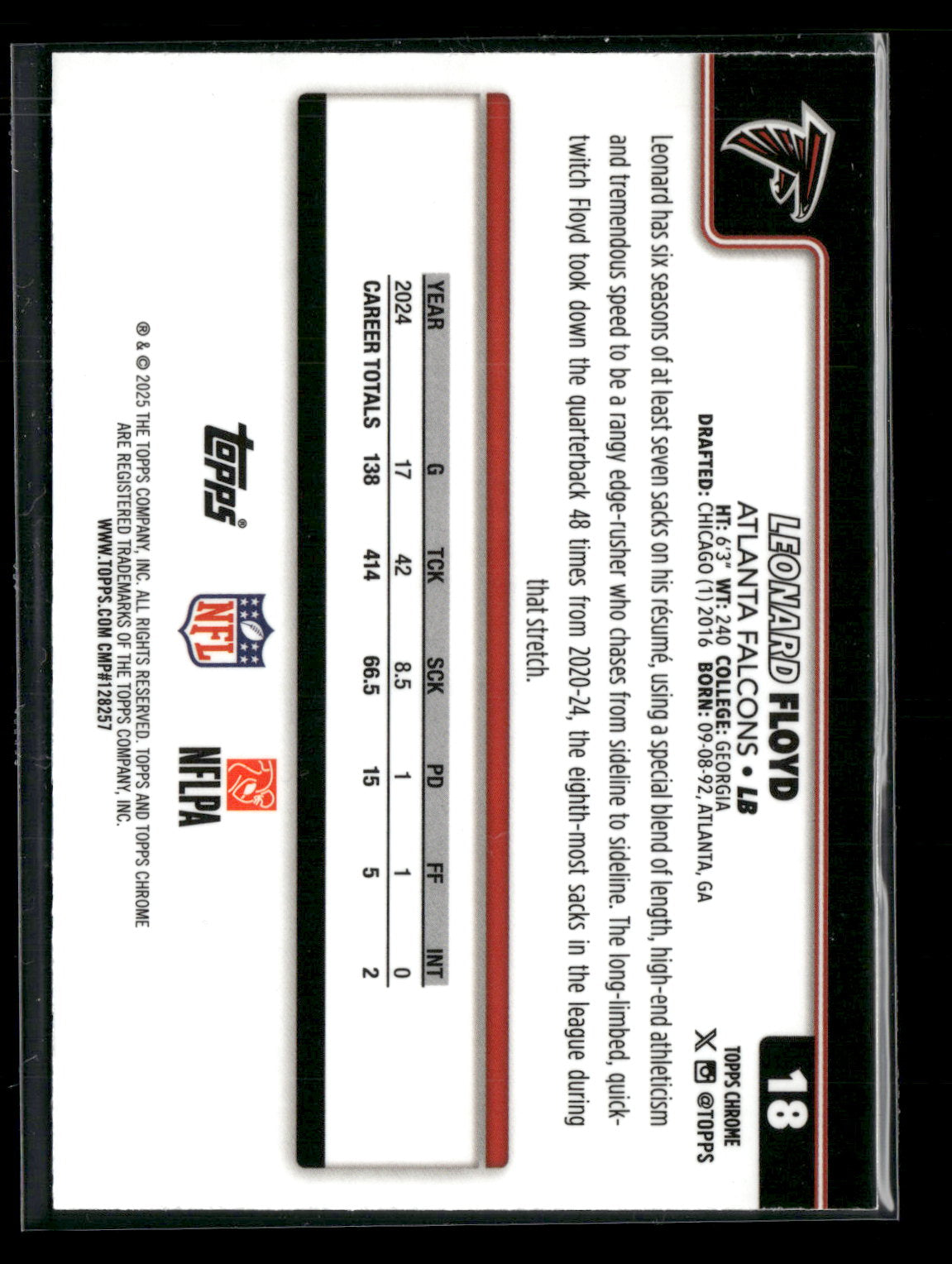2025 Topps Chrome Football Leonard Floyd #18