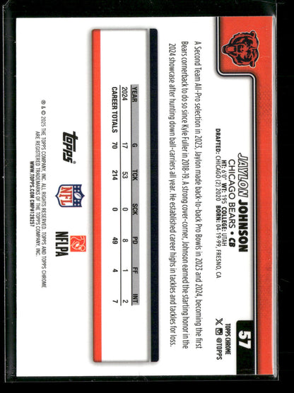 2025 Topps Chrome Football Jaylon Johnson #57 Pulsar Parallel