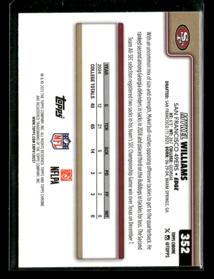 2025 Topps Chrome Football Mykel Williams #352 Pulsar Parallel RC