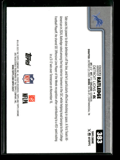 2025 Topps Chrome Football Tate Ratledge #383 Pulsar Parallel RC