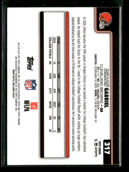 2025 Topps Chrome Football Dillon Gabriel #317 Pulsar Parallel RC