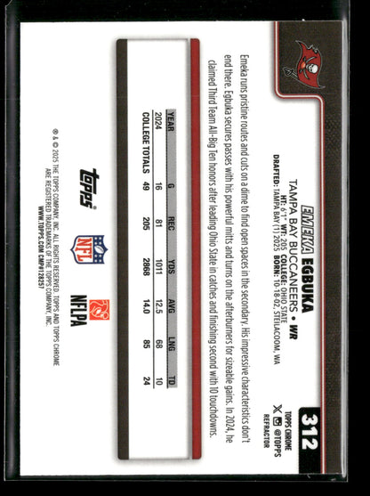 2025 Topps Chrome Football Emeka Egbuka #312 Refractor RC