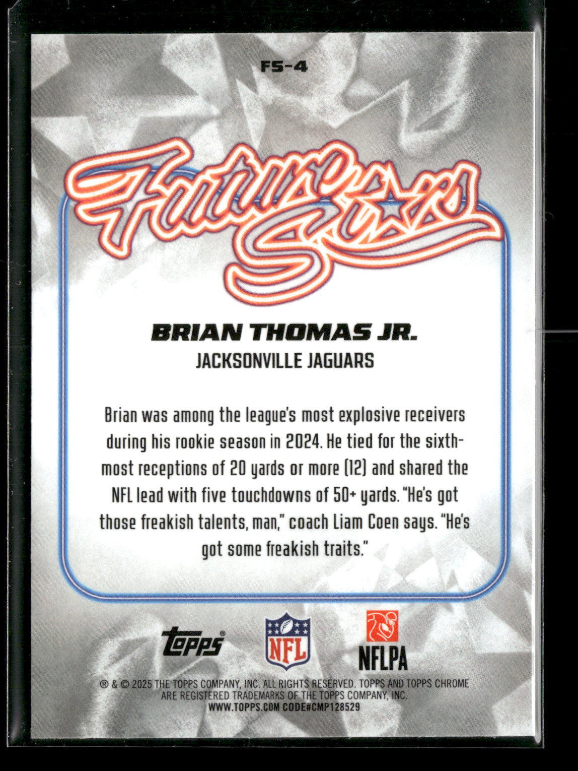 2025 Topps Chrome Football Brian Thomas Jr. #FS-4 Future Stars