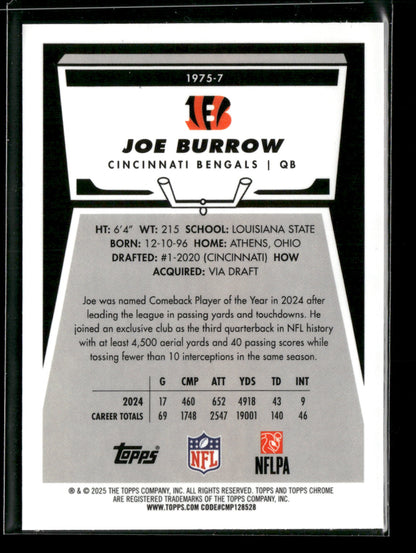 2025 Topps Chrome Football Joe Burrow #1975-7 1975 Topps