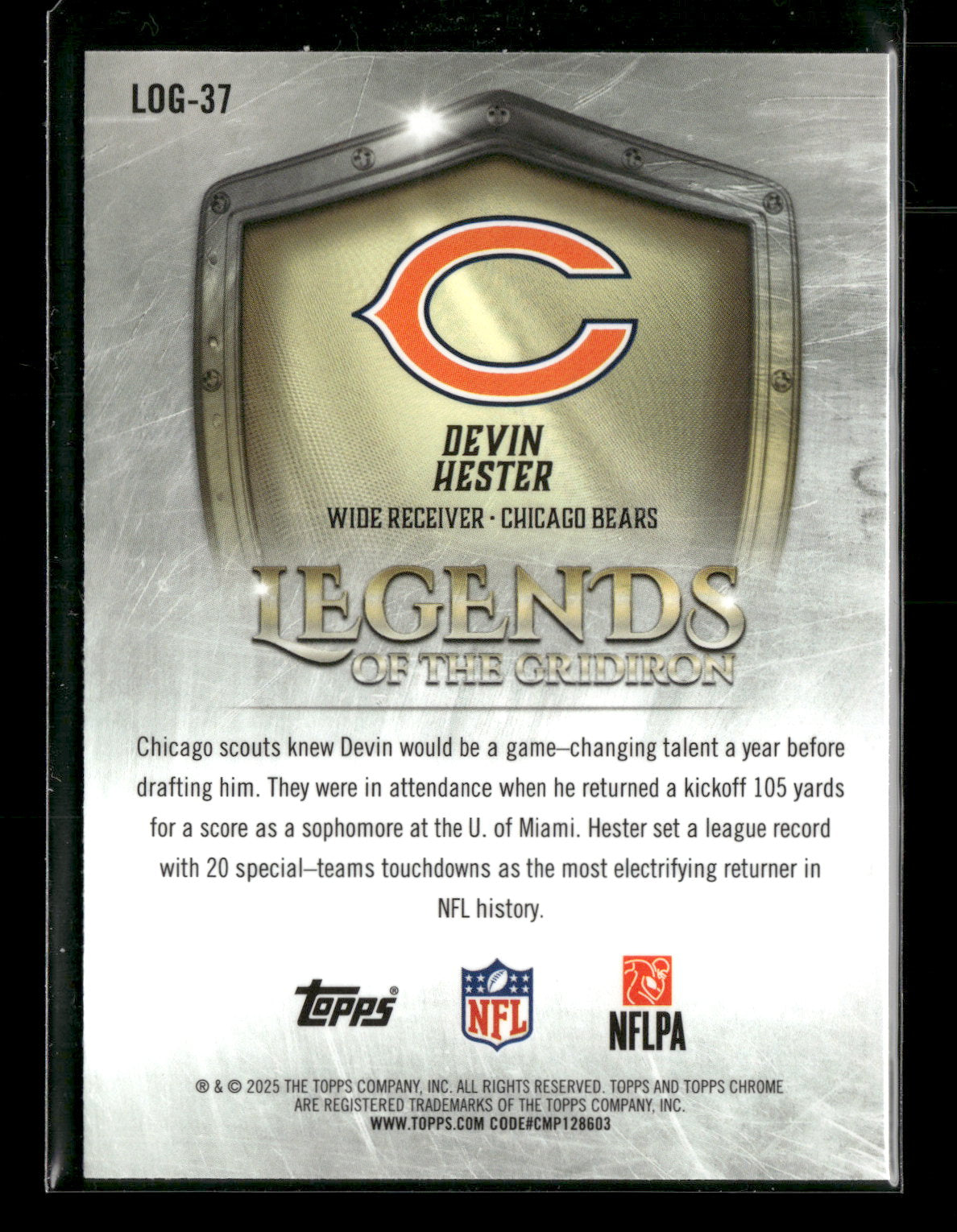 2025 Topps Chrome Football Devin Hester #LOG-37 Legends of the Gridiron