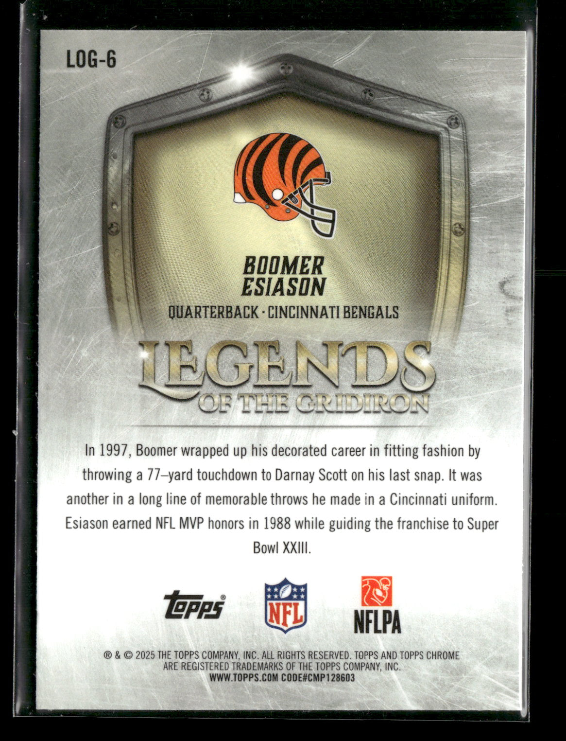 2025 Topps Chrome Football Boomer Esiason #LOG-6 Legends of the Gridiron