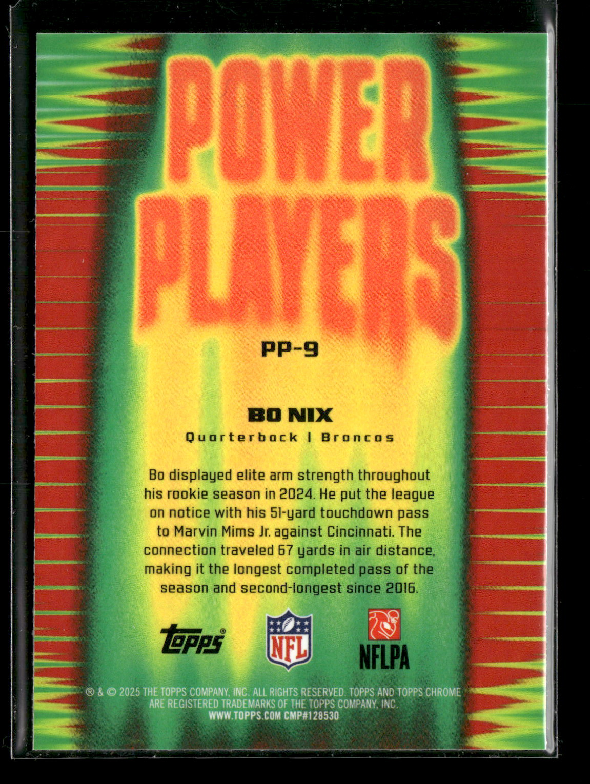 2025 Topps Chrome Football Bo Nix #PP-9 Power Players