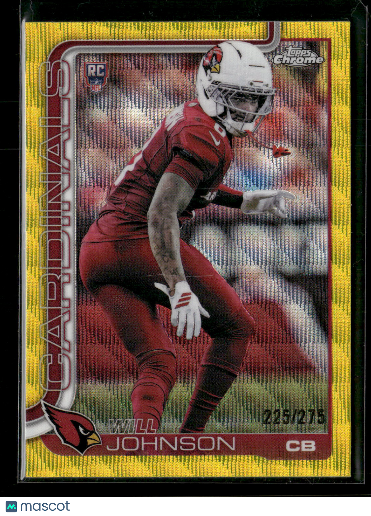 2025 Topps Chrome Football Will Johnson #349 Yellow Wave Refractor /275 RC