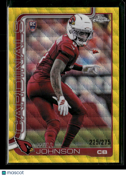 2025 Topps Chrome Football Will Johnson #349 Yellow Wave Refractor /275 RC