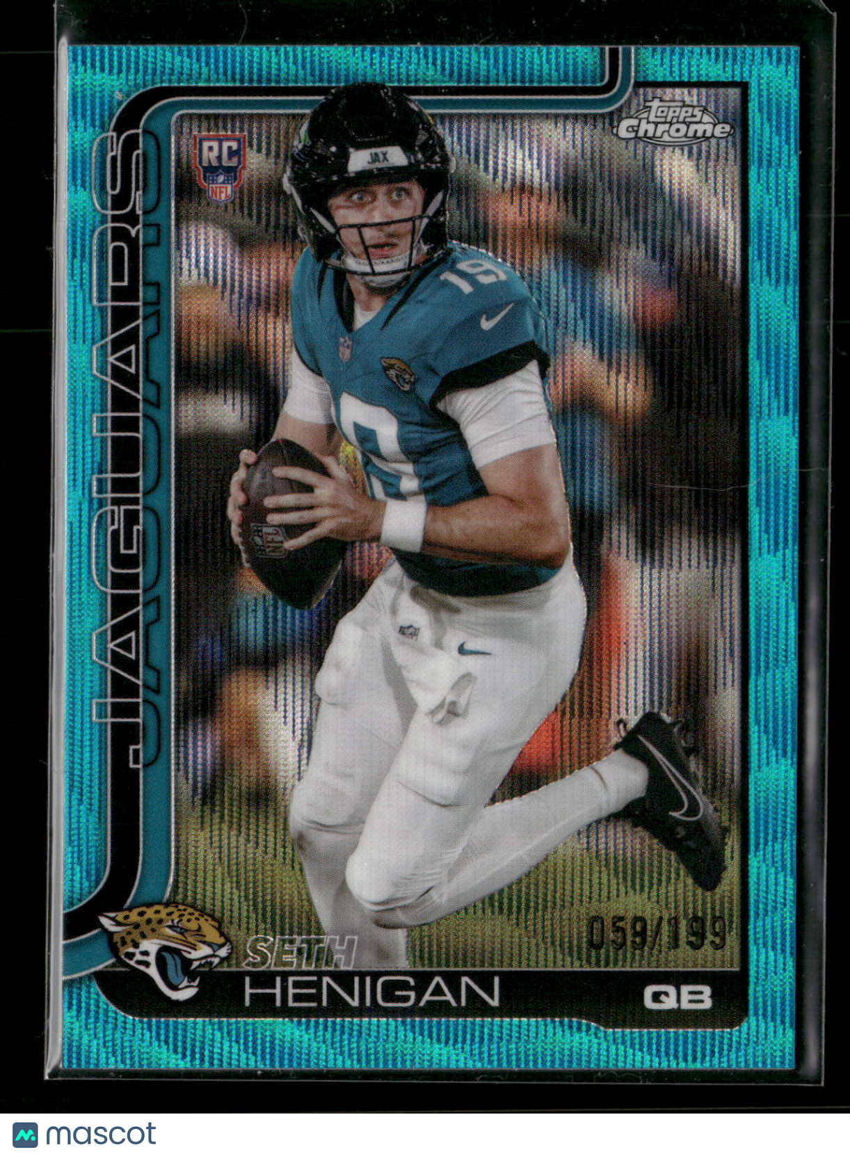 2025 Topps Chrome Football Seth Henigan #399 Aqua Wave Refractor /199 RC