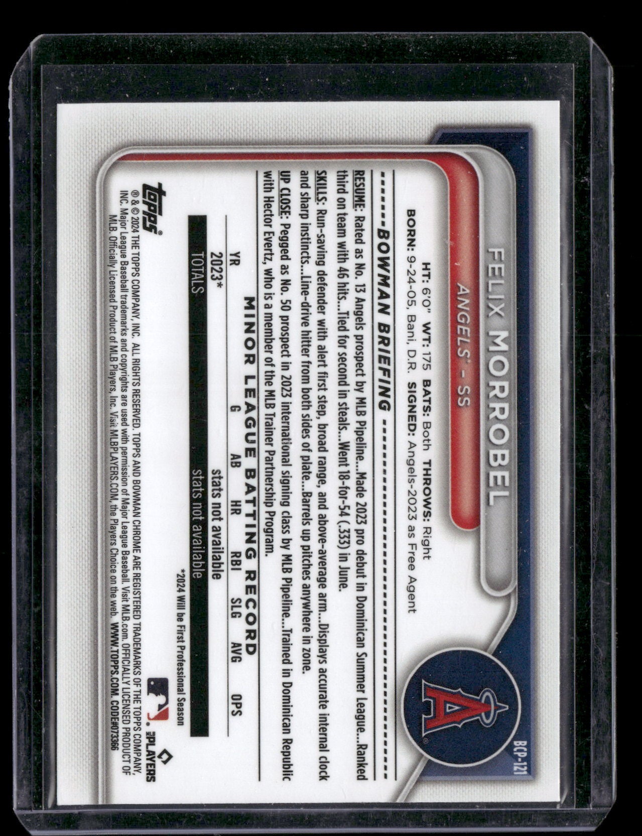 2024 Bowman Chrome Felix Morrobel #BCP-121 Mega Box Mojo Refractor 1st Bowman