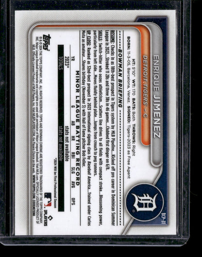 2024 Bowman Chrome Enrique Jimenez #BCP-31 Mega Box Mojo Refractor 1st Bowman