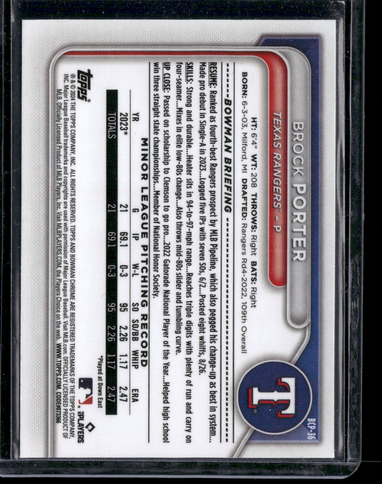 2024 Bowman Chrome Brock Porter #BCP-36 Mega Box Mojo Refractor 1st Bowman