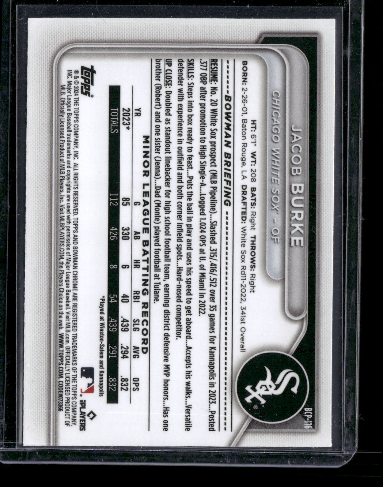 2024 Bowman Chrome Jacob Burke #BCP-116 Mega Box Mojo Refractor 1st Bowman