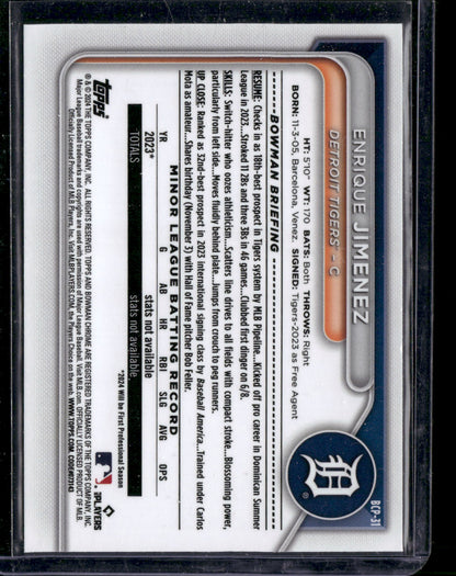 2024 Bowman Chrome Enrique Jimenez #BCP-31 1st Bowman