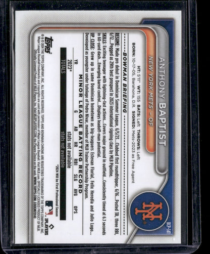 2024 Bowman Chrome Anthony Baptist #BCP-141 1st Bowman