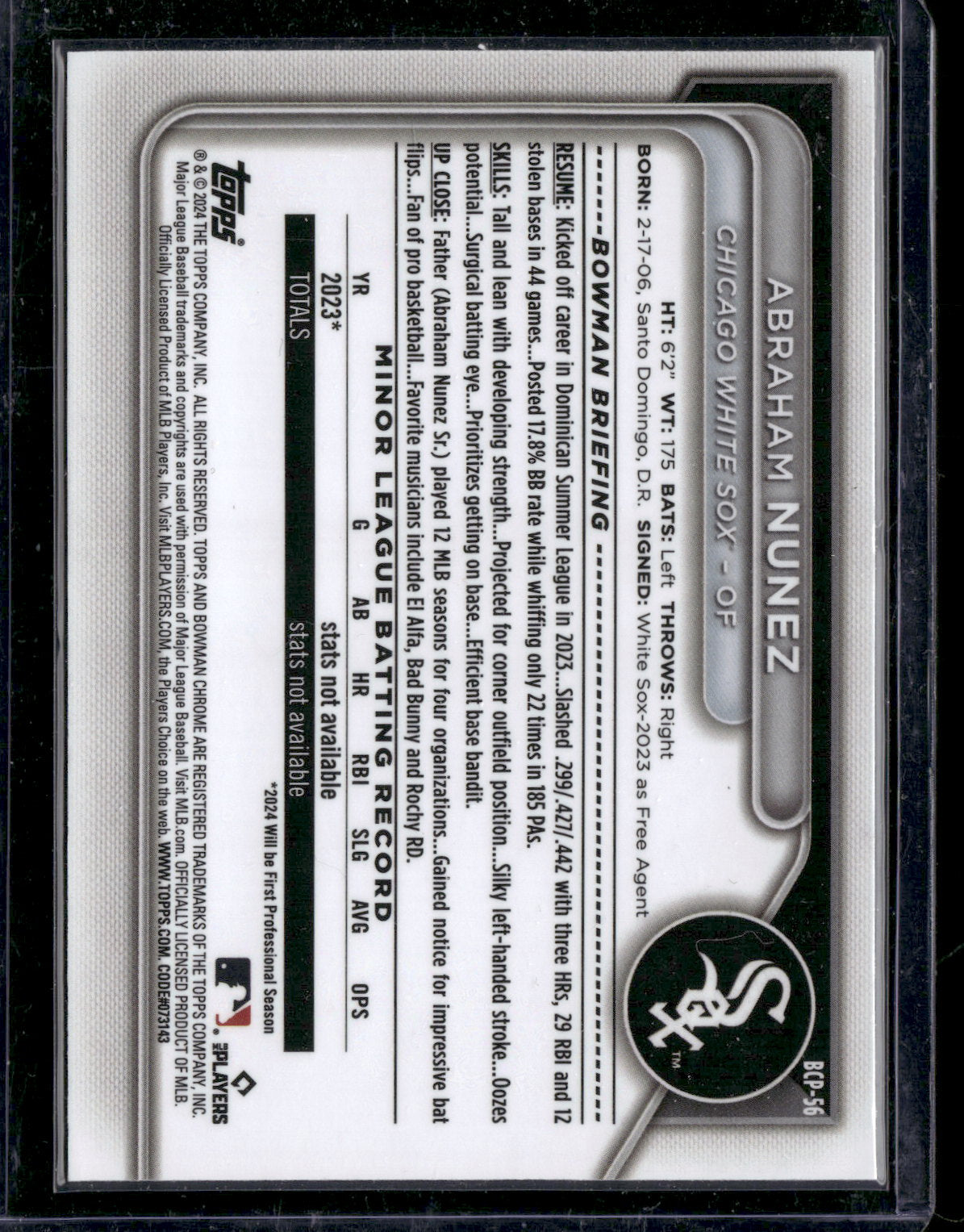 2024 Bowman Chrome Abraham Nunez #BCP-56 1st Bowman