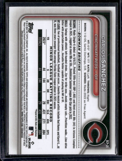 2024 Bowman Chrome Carlos Sanchez #BCP-25 1st Bowman