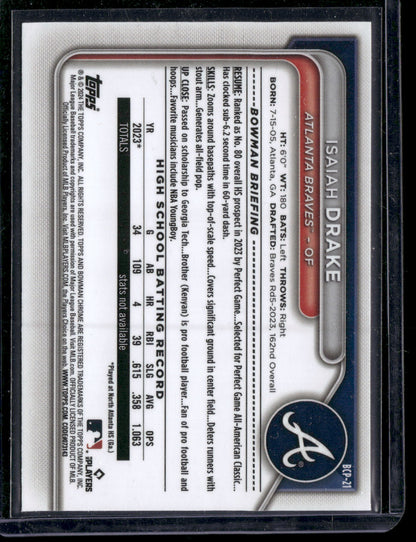 2024 Bowman Chrome Isaiah Drake #BCP-21 1st Bowman