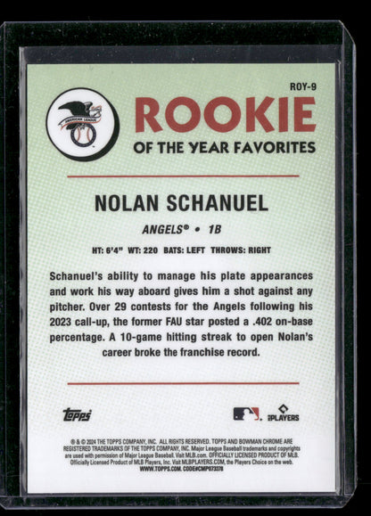 2024 Bowman Chrome Nolan Schanuel #ROY-9 Mega Box Mojo Purple Refractor /250 Rookie of the Year Favorites RC