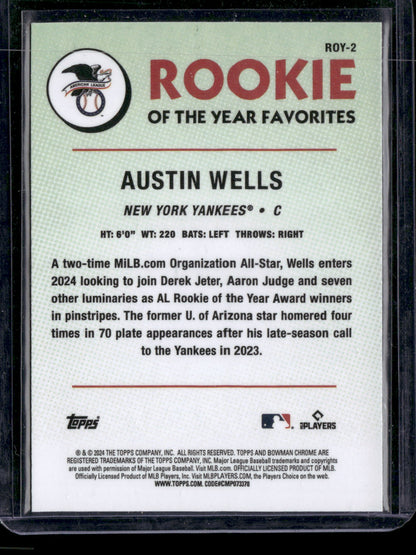 2024 Bowman Chrome Austin Wells #ROY-2 Mega Box Mojo Refractor Rookie of the Year Favorites RC