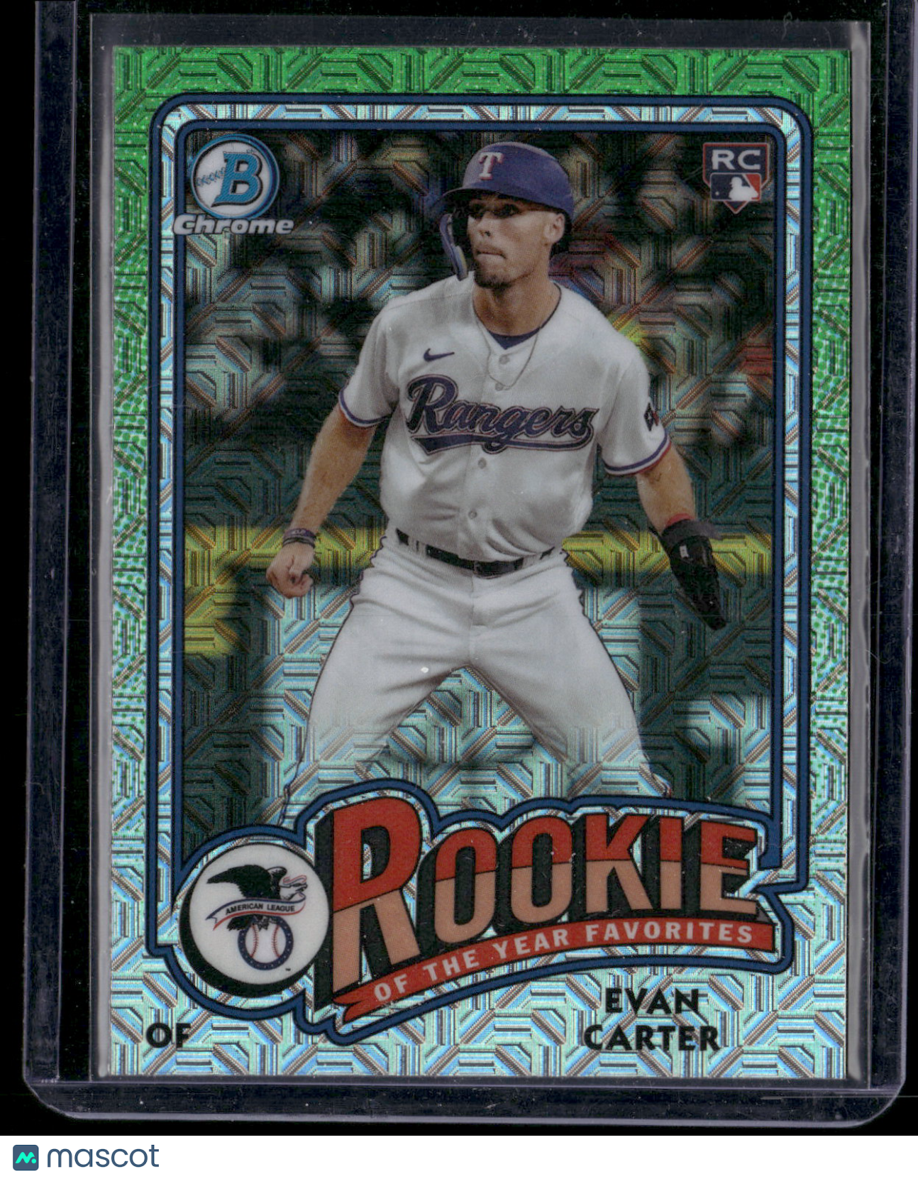 2024 Bowman Chrome Evan Carter #ROY-12 Mega Box Mojo Refractor Rookie of the Year Favorites RC