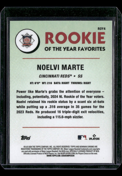 2024 Bowman Chrome Noelvi Marte #ROY4 Mega Box Mojo Refractor Rookie of the Year Favorites RC