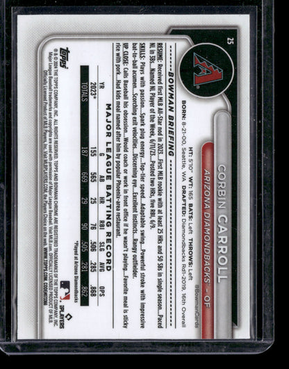 2024 Bowman Chrome Corbin Carroll #25 Mega Box Mojo Refractor